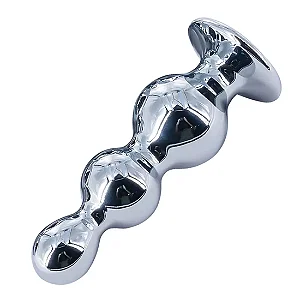 Plug Anal Escalonado em Aço com Pedra Vermelha