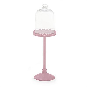 Porta Cupcake Solitário Alto com Cúpula Rosa Claro (Cake)