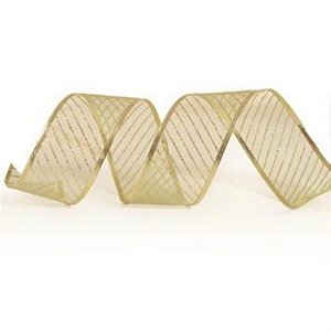 Fita Organza com Listras Verde Claro 6,3 cm x 9,14 mts (Fitas Natalinas) - 1 Un