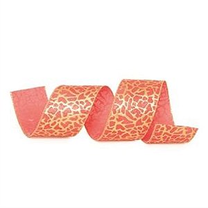 Fita OnÁa com Glitter Vermelho e Ouro 6,3 cm x 9,14 mts (Fitas Natalinas) - 3 Un
