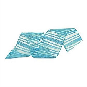 Fita Listras com Glitter Azul Claro 6,3 cm x 9,14 mts