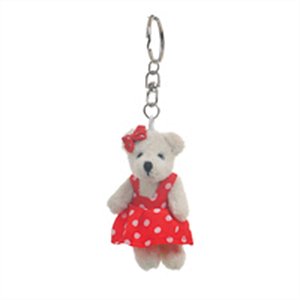 Chaveiro Ursa Poá Branco e Vermelho (Patchwork Vermelho) - 6 Un