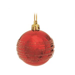 Bola com Arabesco Vermelho 6 cm (Bolas) - 6 Jogos com 6 Peças