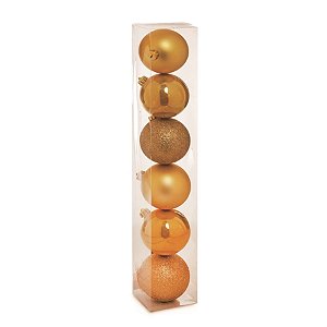 Bola de Natal Sortidas Ouro 8cm - 6 Un