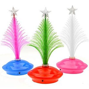 Enfeite Abajur Árvore de Natal com Fibra Óptica - Base de Plástico