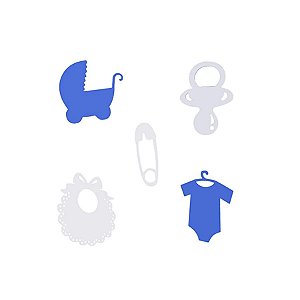 Aplique Artesanal Chá de Bebê Azul P - 15 Un