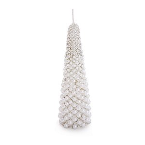 Vela Cone com Pérolas Branca - 2 Un