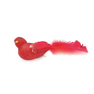 Pássaro com Glitter Vermelho - 3 Un