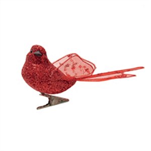 Pássaro com Glitter Vermelho - 3 Un