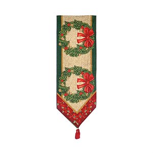Caminho de Mesa Guirlanda Laço Verde 180X33cm (Living) - 1 Unidade