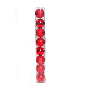 Bola de Natal Lisa / Mate / Glitter Vermelho 6cm - 8 Un