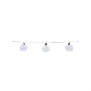 Iluminação de Natal - Pisca Pisca com Bolas Led Jateado Branco 8cm
