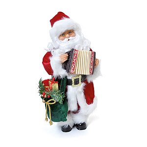 Papai Noel em Pé com Saco de Presentes Ouro e Branca 75 cm (Viena)