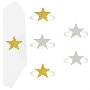 Porta Guardanapo Estrelas Prata e Dourado - 06 Un