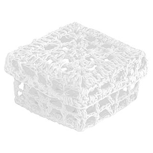 Mini Caixinha Quadrada de Crochê para Lembrancinha - Branca