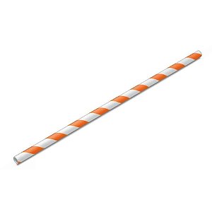 Canudo de Papel Listrado Laranja - 20 unidades
