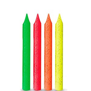 Vela Palito Neon Glitter - 12 Un