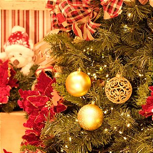 Bola de Natal Fosca Texturizada Vazada Ouro 8cm - 6 Un