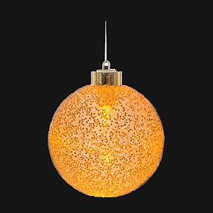 Iluminação de Natal - Bola com Flocada com Led Branco 8cm - 6 Un