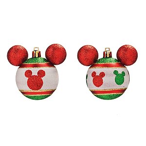 Natal Disney - Bola Silhueta Mickey Colorido 6cm - 6 Un