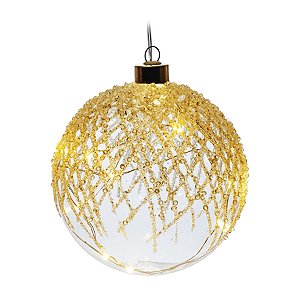 Iluminação de Natal - Bola com Vidro 10 Leds Neve Branco 12cm