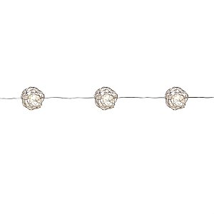Pisca Pisca com 10 Leds Bola Rattan Branco Quente 1,30m 2 Pilha AA