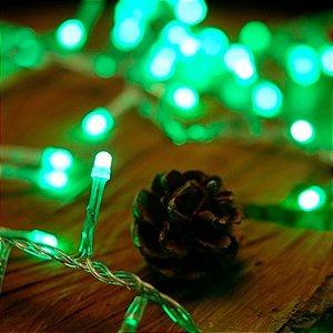 Pisca Pisca com 100 Leds Verde 8 Funções Cordão Verde 6m 120V