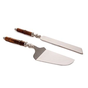 Espátula e Faca para Bolo Mare Prata (Talheres) - 1 Kit com 2 Peças