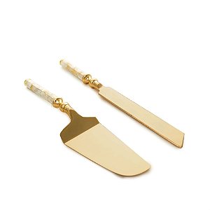 Espátula e Faca para Bolo Ouro (Talheres) - 1 Kit com 2 Peças
