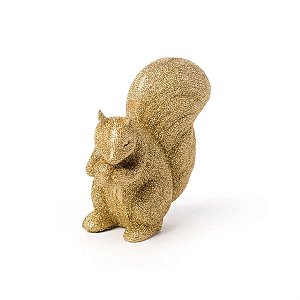 Esquilo Decorativo Glitter Ouro - 3 Un