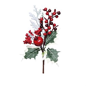 Galho Curto Folhas com Frutas / Roma Vermelho e Verde - 1 Un