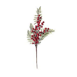 Galho Médio Folhas com Frutas Vermelho e Verde (Galhos Grandes) - 3 Un