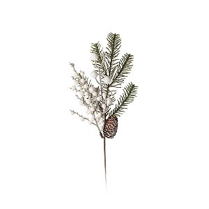 Galho Nevado Frutas e Pinha Verde e Branco (Galhos Médios) - 1 Un