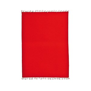 Jogo Americano Pompom Vermelho e Branca 35X50 cm