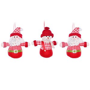 Mini Boneco Noel e Boneco de Neve Vermelho e Verde Bandeira (Cinnamon) - 1 Un