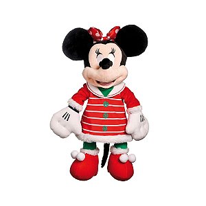 Natal Disney - Minnie de Pelúcia com Vestido Listrado 45cm