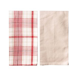Pano de Prata Country Vermelho e Branco 50X70cm (Homemade) - 2 Peças