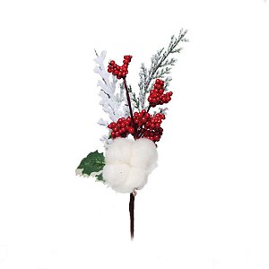 Pick com Galhos / Folhas com Frutas Vermelho e Verde (Galhos Curtos) - 1 Un