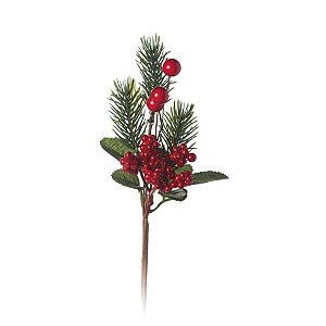Pick Folhas e Frutas Vermelho e Verde (Galhos Curtos) - 6 Un