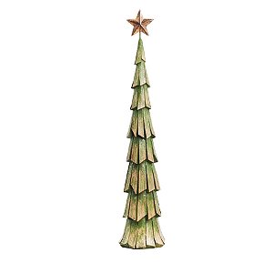 Pinheiro Decorativo em Resina Verde Bandeira Tamanho M (Santa Claus)