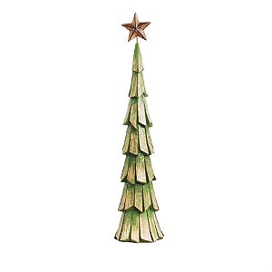 Pinheiro Decorativo em Resina Verde Bandeira Tamanho P (Santa Claus)
