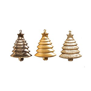 Pinheiros para Pendurar Ouro 10cm - 3 Un