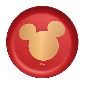 Natal Disney - Prato de Sobremesa Disney Classic Vermelho e Ouro - 1 Un