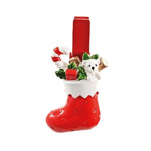Prendedor Bota Vermelho e Branco - 6 Un