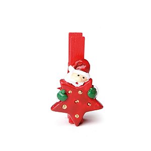 Prendedor Noel 2D Vermelho (Mini Adesivos e Prendedores) - 12 Jogos com 6 Peças