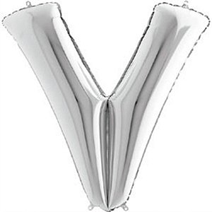 Balão Metalizado Letra V Prata 40'' / 101cm