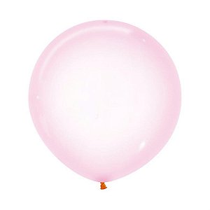 Balão Gigante Látex Cristal Pastel Rosa 24" / 60cm - 3 Un