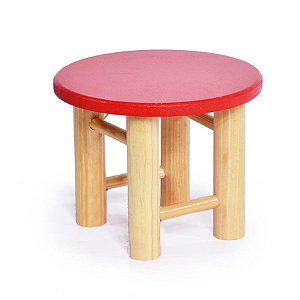 Mini Banco Redondo Vermelho 13x13x9