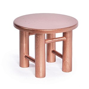 Mini Banco Redondo Metalizada Rosê Gold 12x12x9