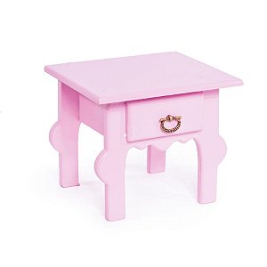 Criado Colonial Baixo com 1 Gaveta Rosa 16x14x13,5